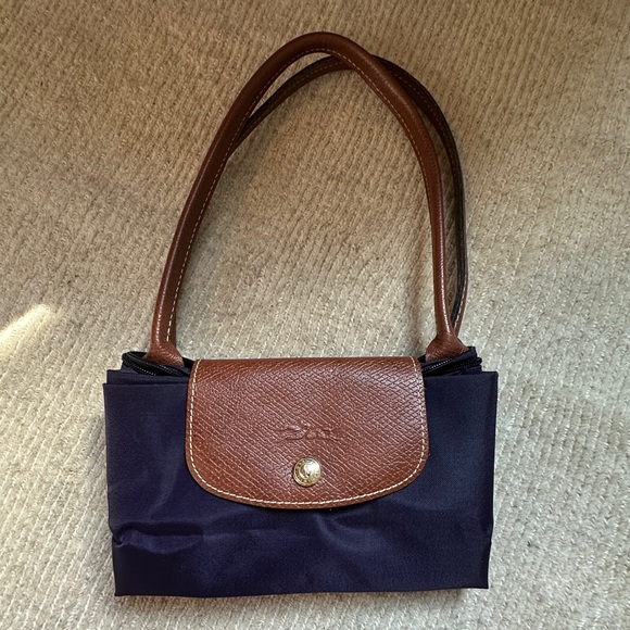 Longchamp Le Pliage Original, eggplant purple, medium w/ long handles - Picture 3 of 6